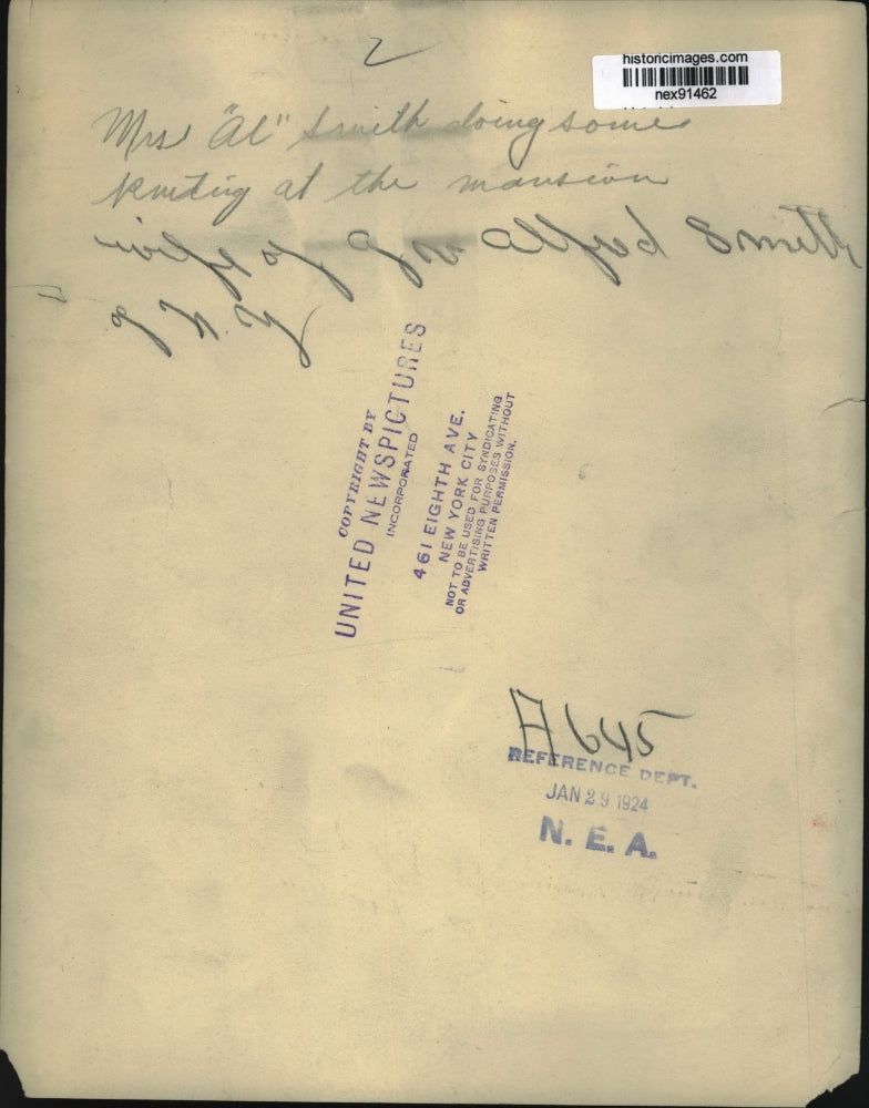 1924 Press Photo Mrs Alfred Smith Wife of Governor of NY Alfred Smith