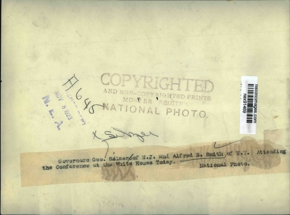 1923 Press Photo Governors George Silzer and Alfred E Smith at White House