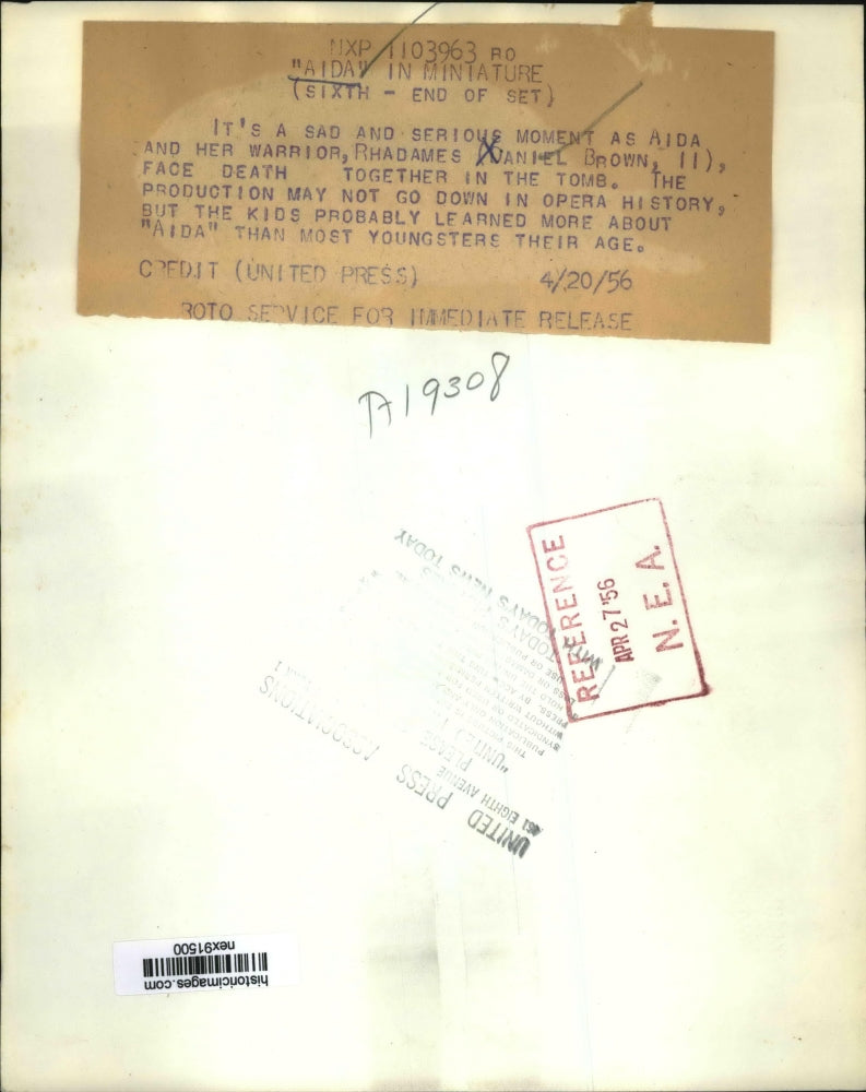 1956 Press Photo Daniel Brown as Rhadames in Aida Opera