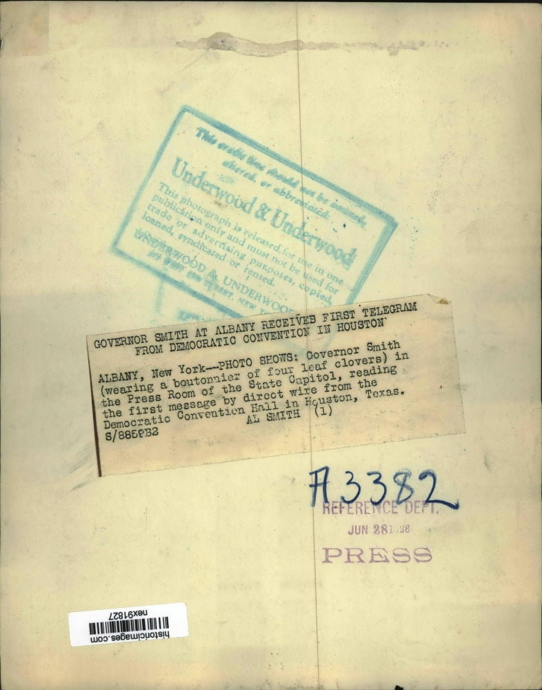 1926 Press Photo Governor Alfred Smith of NY at State Capitol