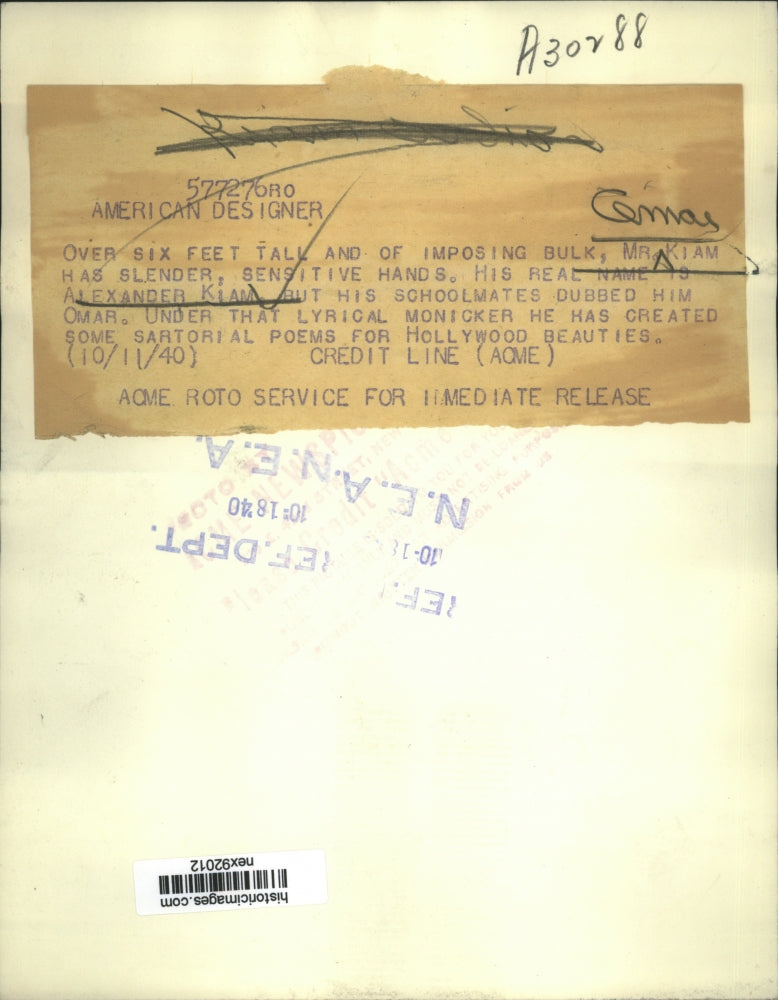 1940 Press Photo Alexander Kiam American Designer & Poem Writer