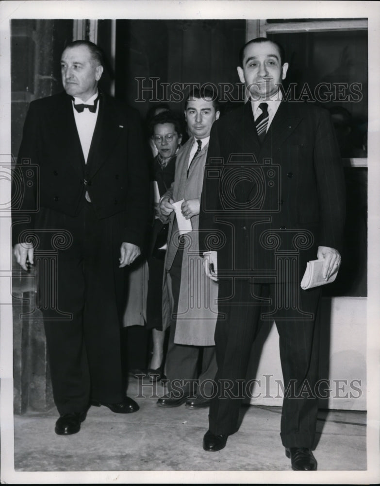 Load image into Gallery viewer, 1954 Press Photo Premier Pierre Mendes-France Leaving Elysee Palace in Paris
