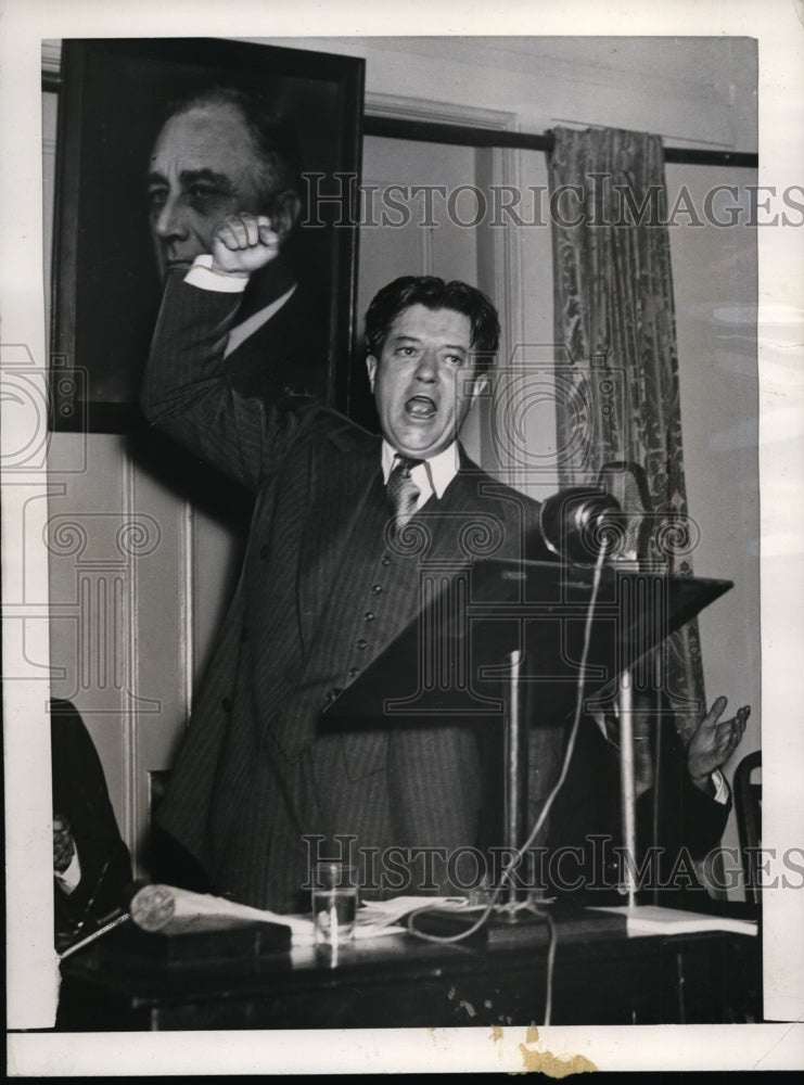 1937 Press Photo Senator Robert Follette Addresses Labor Group