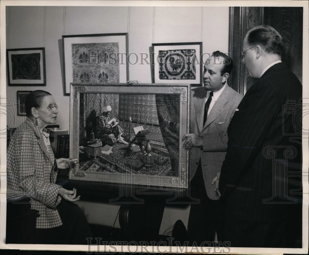1952 Press Photo Mrs Weibel & Francis Robinson of Detroit Institute of Art
