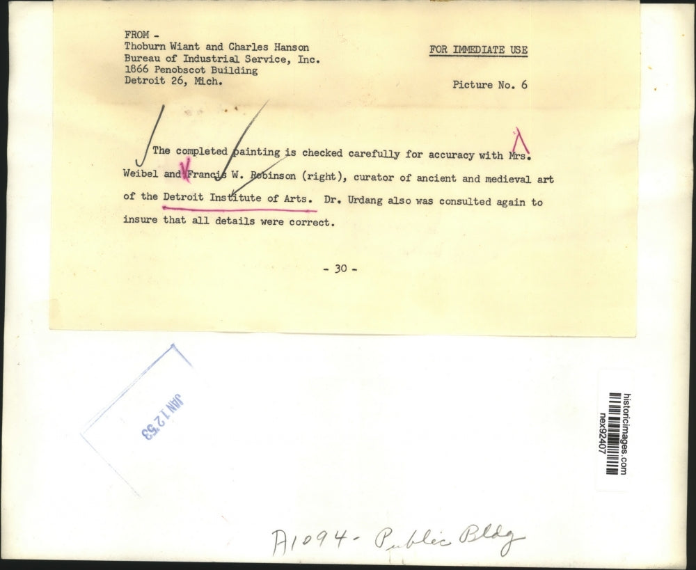 1952 Press Photo Mrs Weibel & Francis Robinson of Detroit Institute of Art