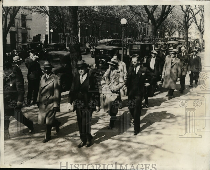 Load image into Gallery viewer, 1930 Press Photo Herbert Campbell Murder Trial Jury Members Leaving For Lunch
