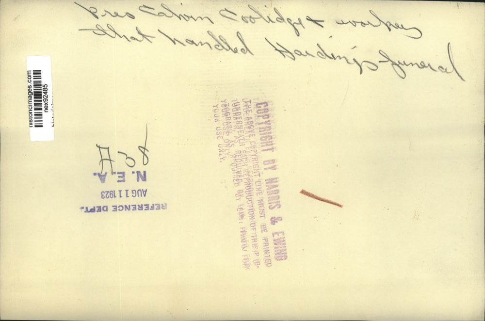 1923 Press Photo President Calvin Coolidge & Workers that Handled Hardings Funer