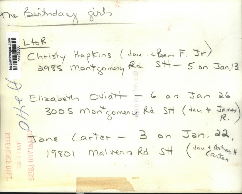 1958 Press Photo Christy Hopkins, Elizabeth Oviatt & Jane Carter Celebrate Birth