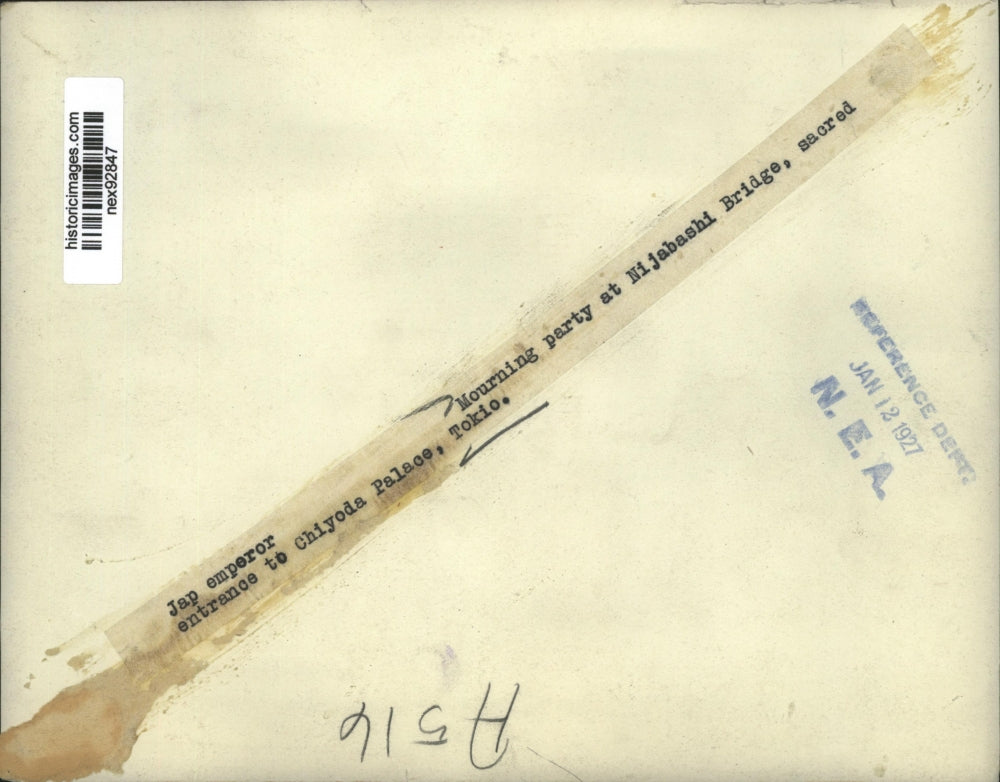 1927 Press Photo Mourning Party at Nijabashi Bridge at Entrance Chiyoda Palace