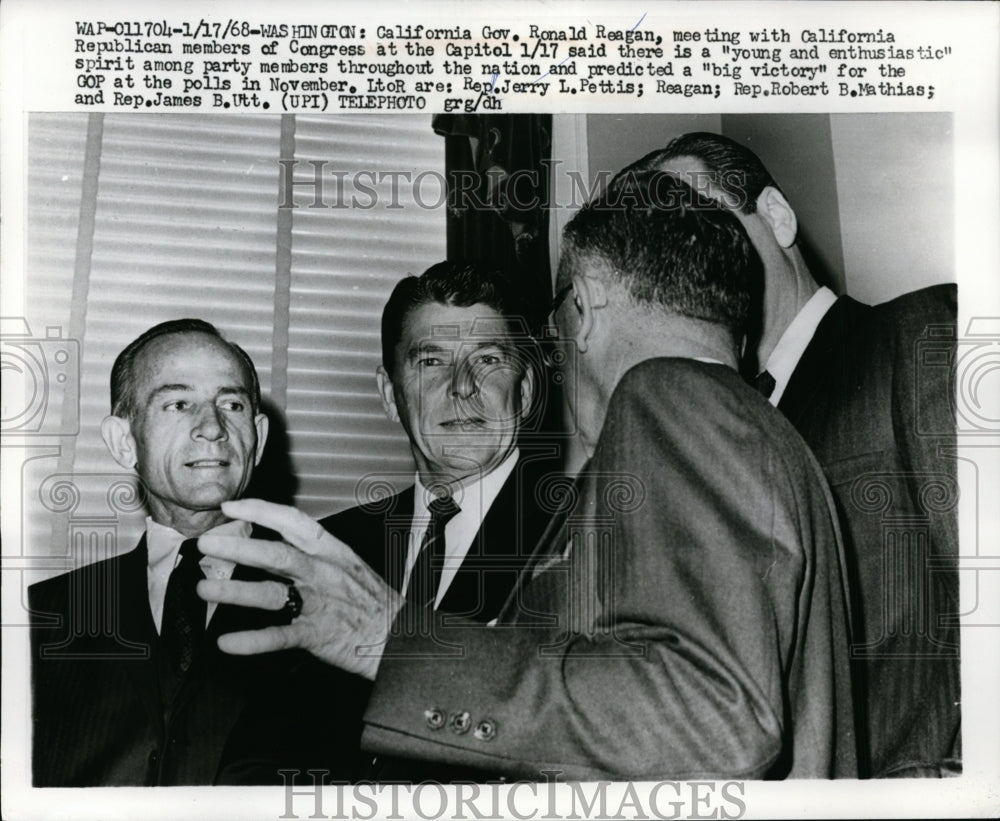 1968 Press Photo California Governor Ronald Reagan & Republican Members of Congr