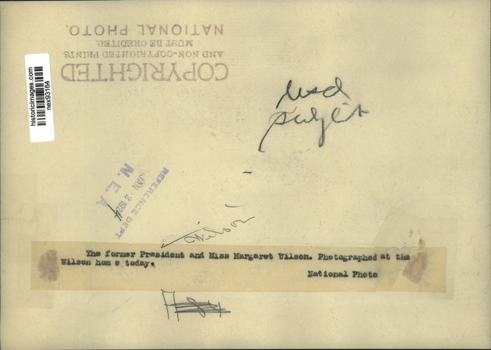 1924 Press Photo Former President Wilson and Miss Margaret Wilson