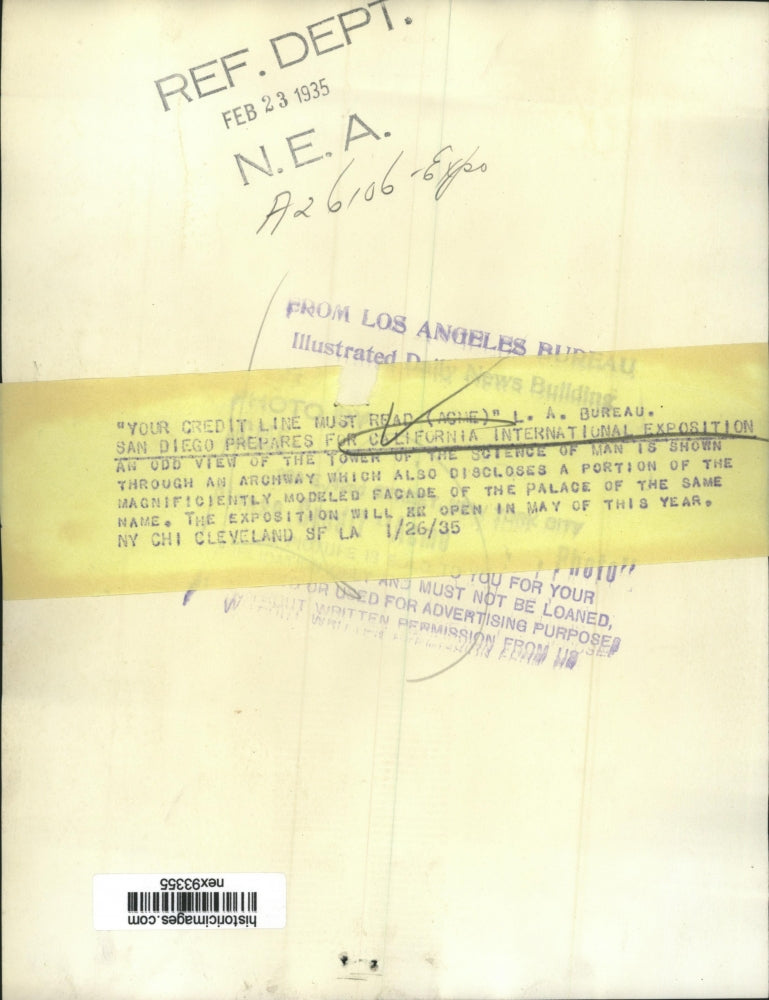 1935 Press Photo Tower of Science at California International Exposition