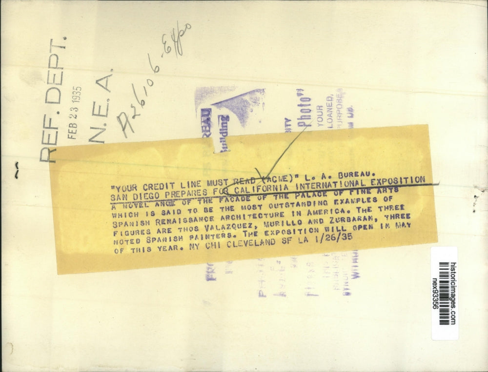 1935 Press Photo Palace of Fine Arts at California International Exposition