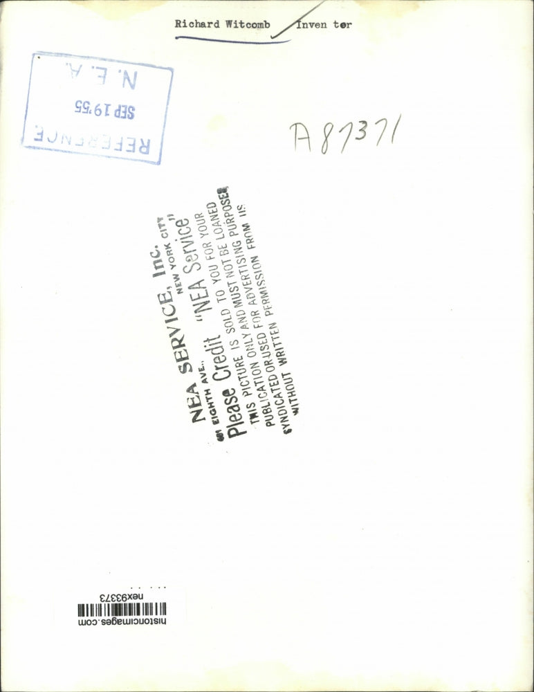 1955 Press Photo Richard Witcomb Inventor