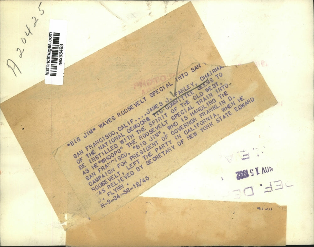 1932 Press Photo James Farley Chairman of National Democratic Commiittee