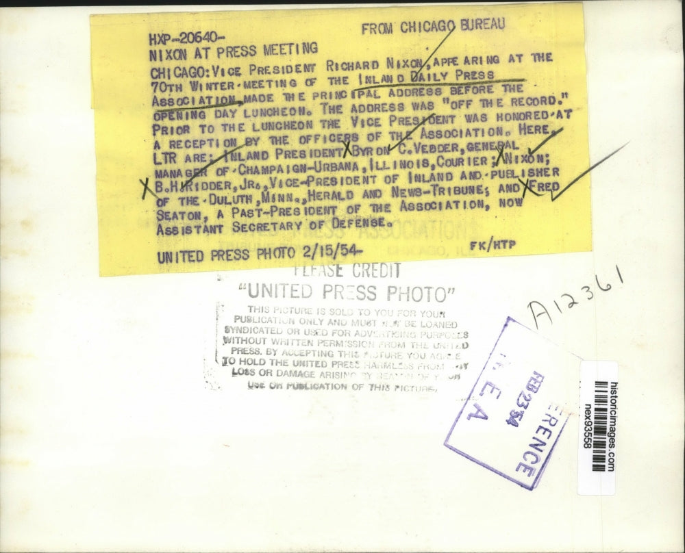 1954 Press Photo Inland Daily Press Association & VP Richard Nixon