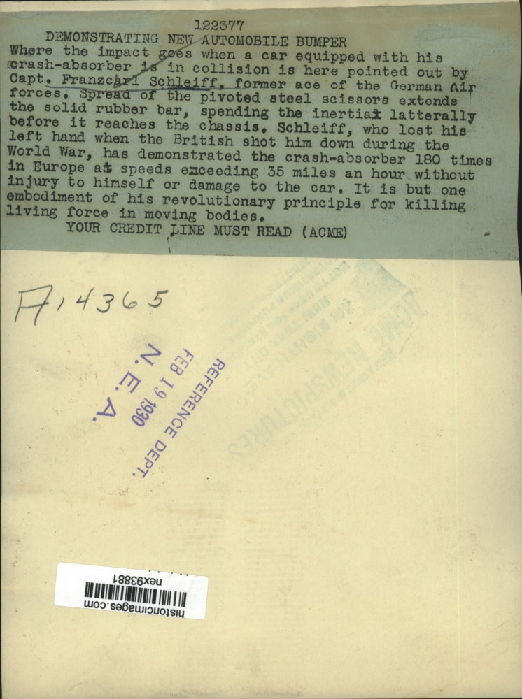 1930 Press Photo Capt Franzcarl Schleiff Former German Pilot Shot Down in War