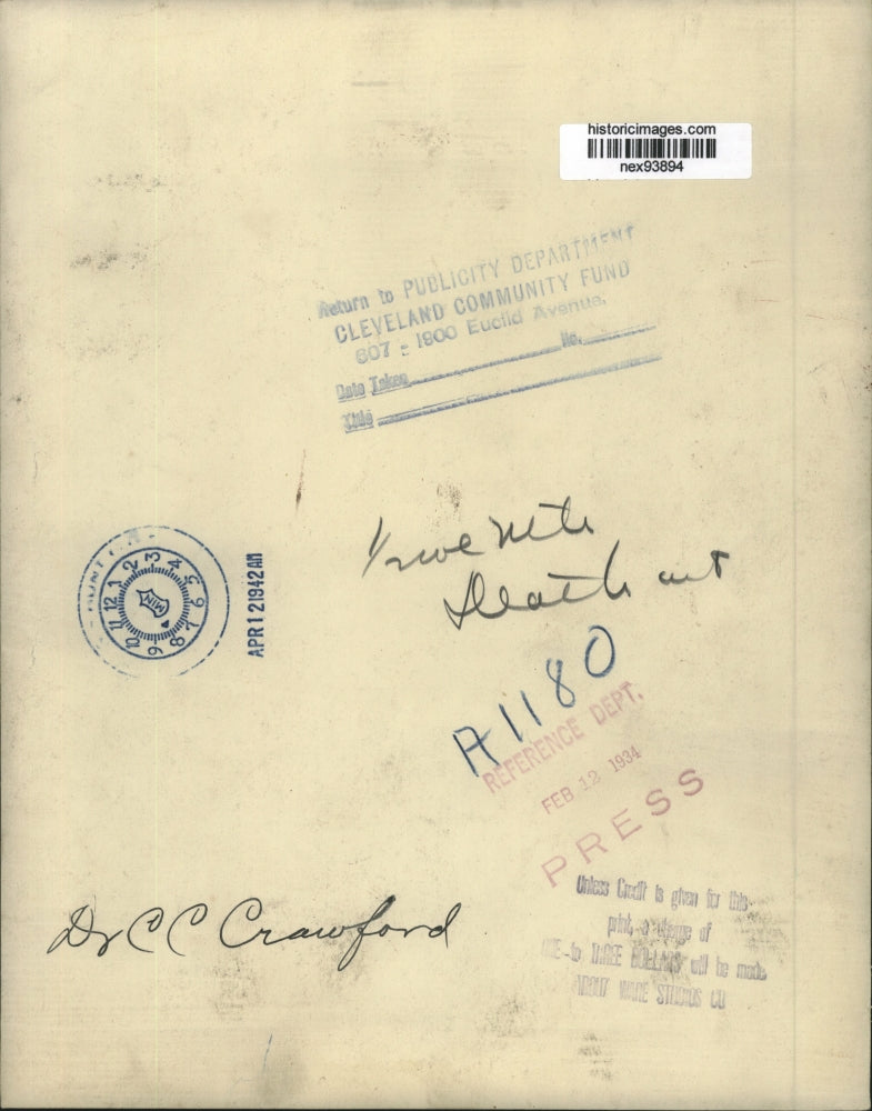 1934 Press Photo Dr CC Crawford - nex93894