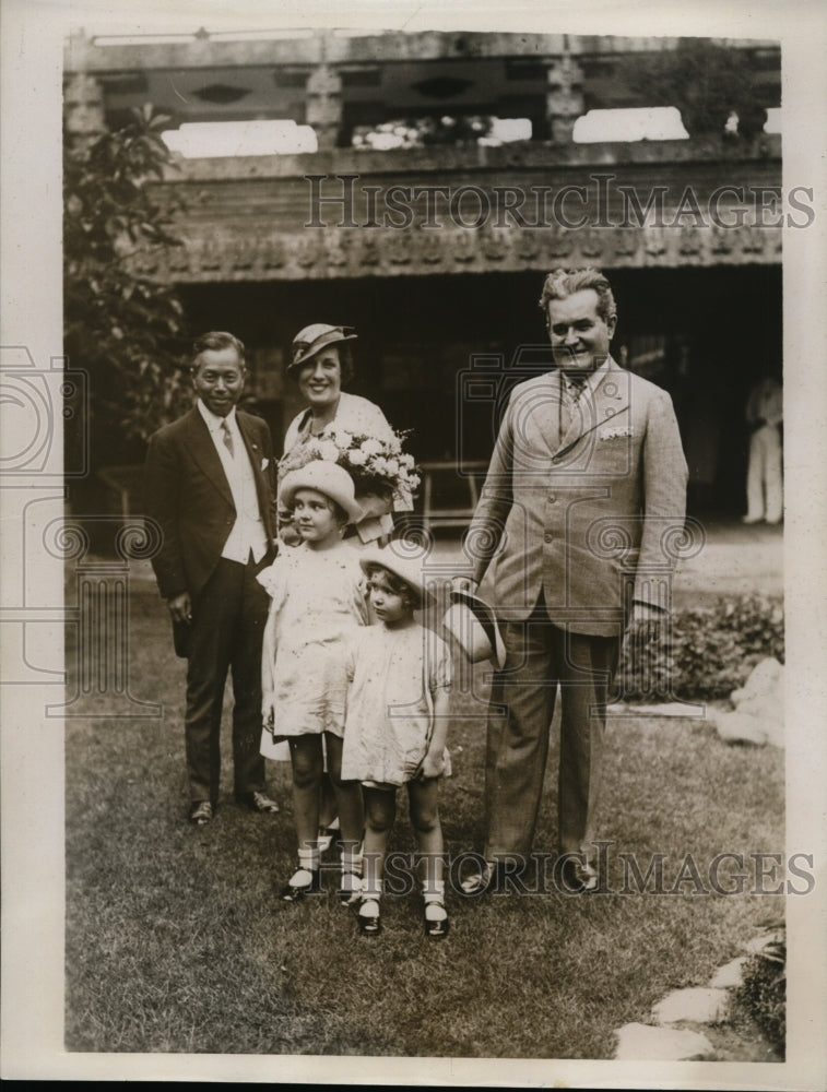 1934 Press Photo Senor Martins Pereira Sousa Brazilian Amb to Tokyo & Family