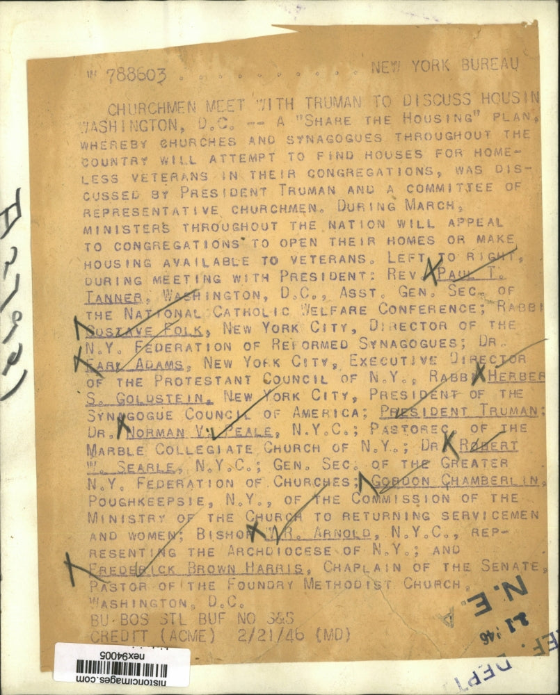 1946 Press Photo President Harry Truman Discusses Share The Housing Plan