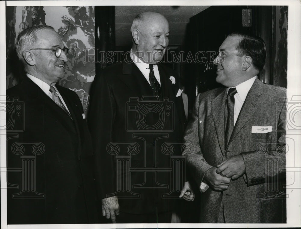 1956 Press Photo President Harry S Truman, Mayor Daley & Ex-Postmaster Farley