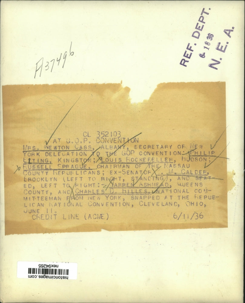 1936 Press Photo Mrs Newton Cass Philip Etting Louis Rockefeffer R Sprague