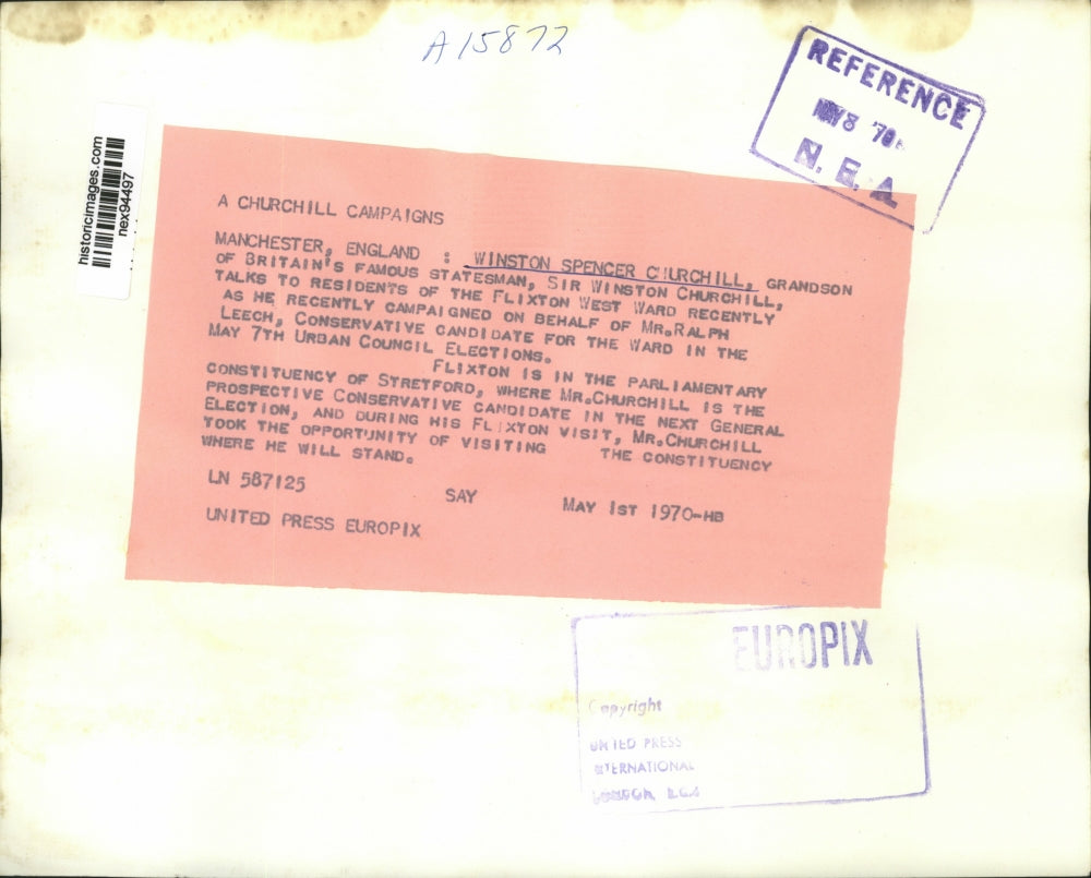 1970 Press Photo Winston Spencer Churchill Grandson of Britains Famous Winston C