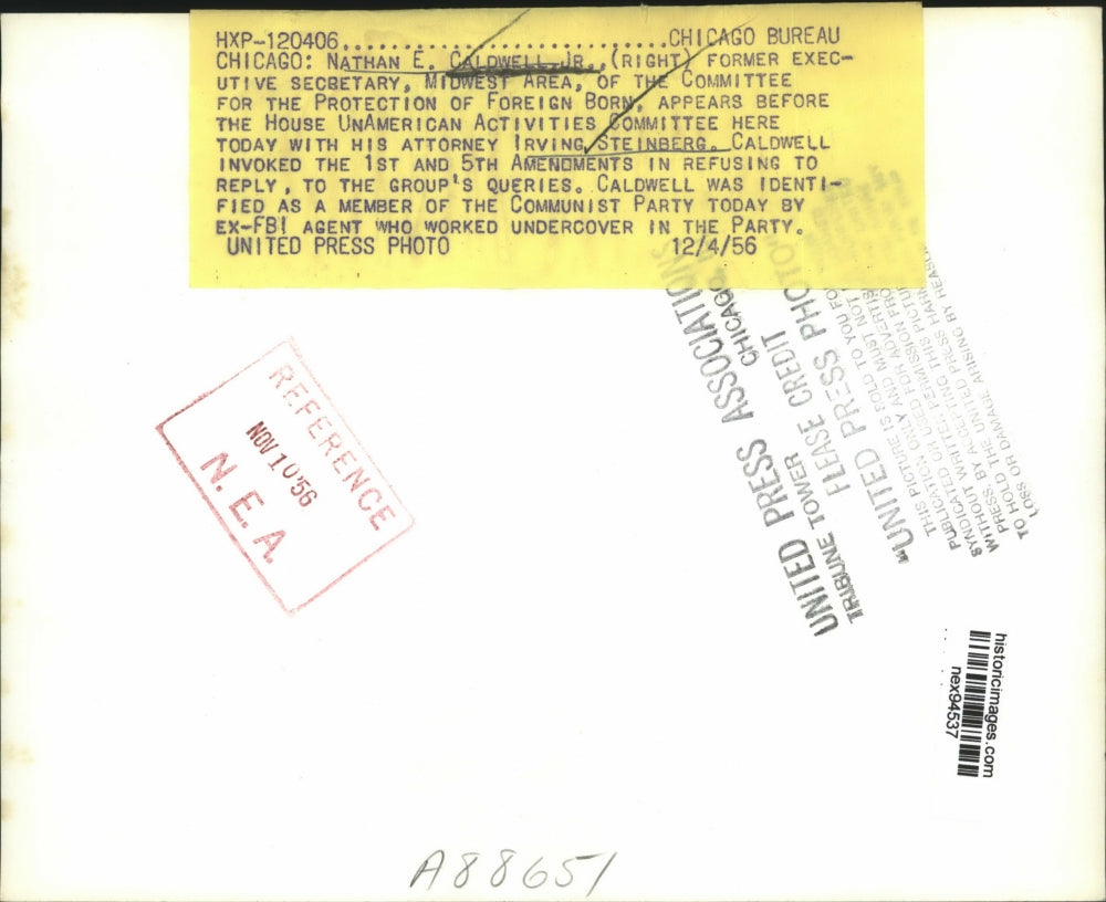 1956 Press Photo Nathan E Caldwell Jr Former Executive Secretary & Atty Steinber