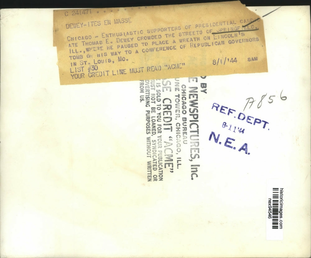 1944 Press Photo Presidential Candidate Thomas Dewey in Chicago Campaigning