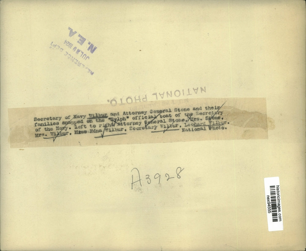 1924 Press Photo Secretary of Navy Wilbur & Attorney General Stone & Their Famil