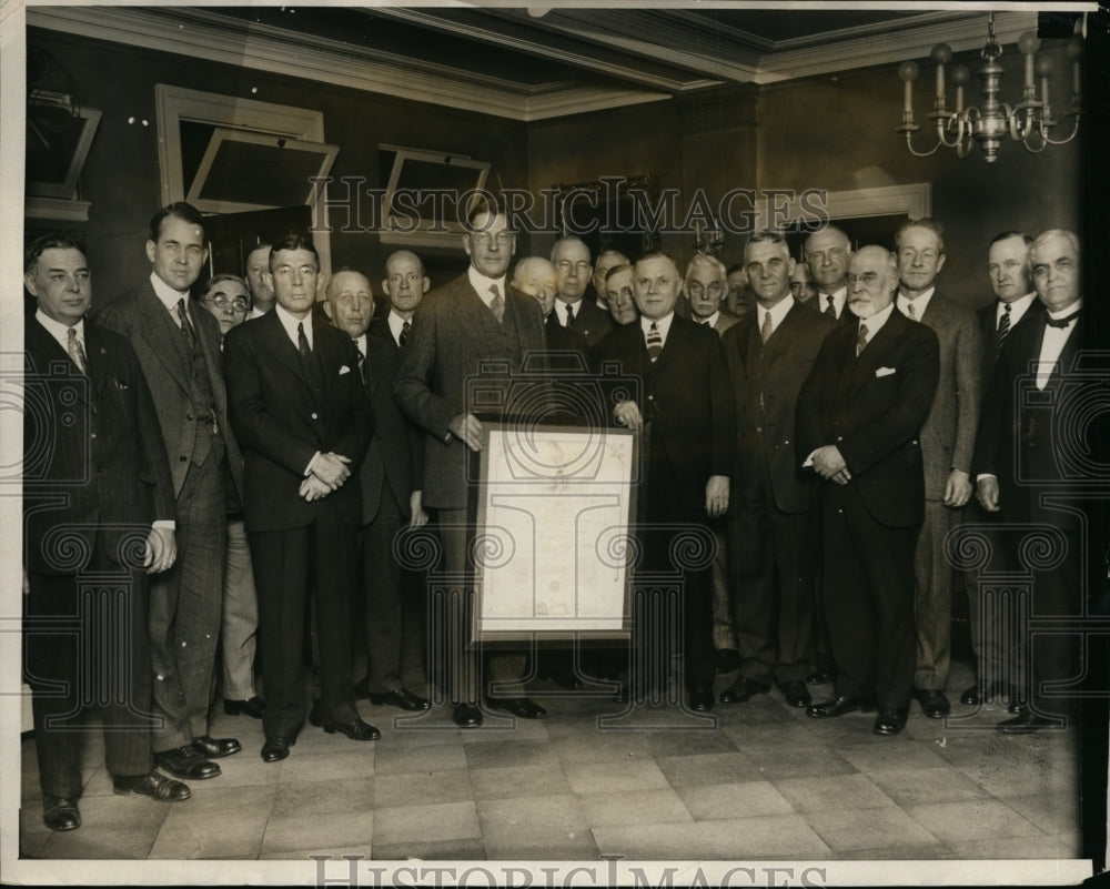 1928 Press Photo Secretary of Navy Curtis Wilbur, Howard Warner, Theodore Robins