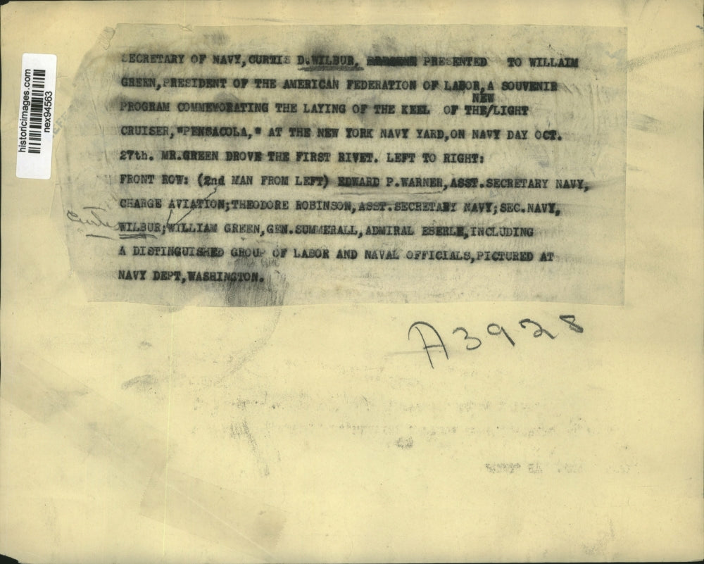 1928 Press Photo Secretary of Navy Curtis Wilbur, Howard Warner, Theodore Robins