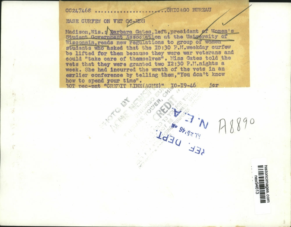 1946 Press Photo Womens Student Government Assoc at University of Wisconsin