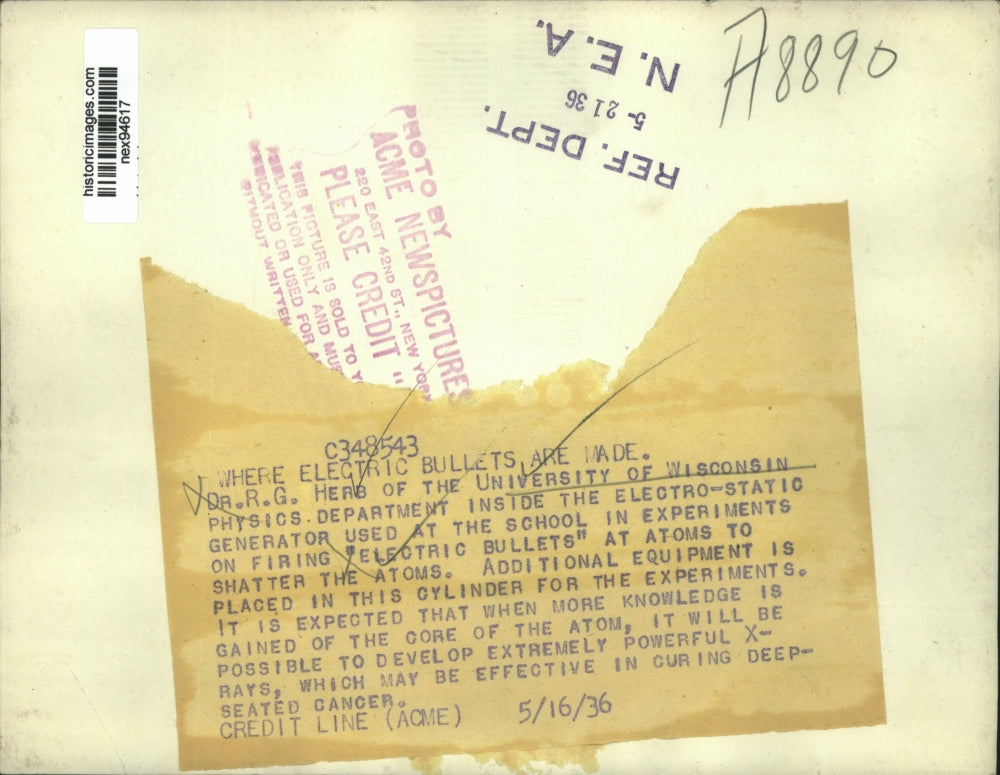 1936 Press Photo Dr RG Herb of University of Wisconsin Physics Department