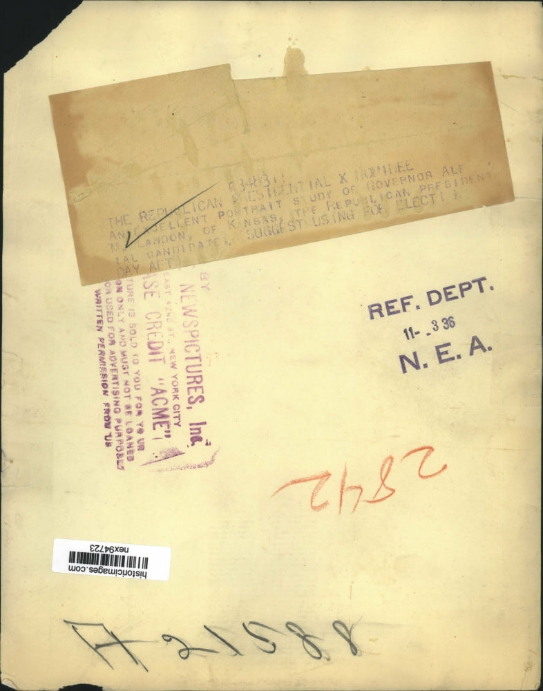 1936 Press Photo Governor Alf Landon Republican Presidential Candidate