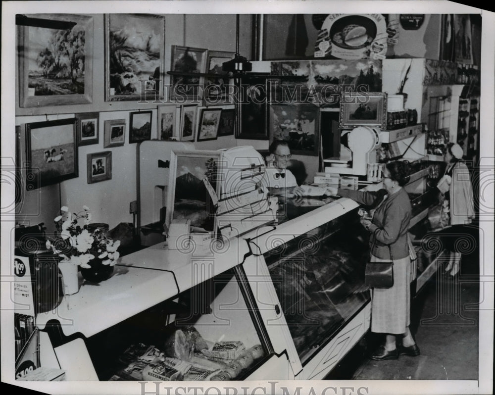 1952 Press Photo Butcher Art Hutchinson Also Painter