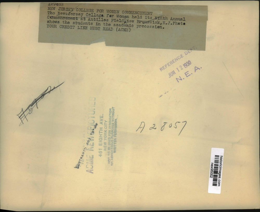 1930 Press Photo New Jersey College for Women Graduation in New Brunswick