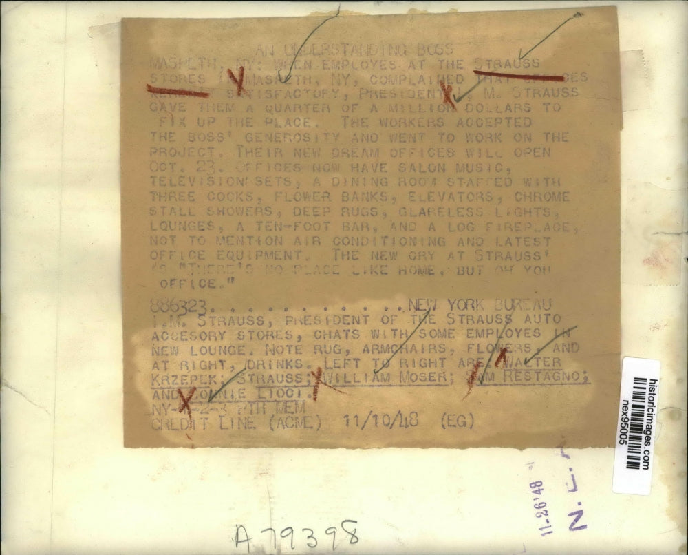 1948 Press Photo Strauss Stores I M Strauss Walter Krzepek W Moser S Restagno