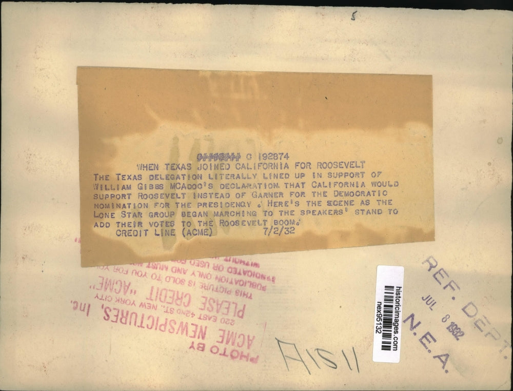 1932 Press Photo Texas Delegation Joins California for Governor Roosevelt