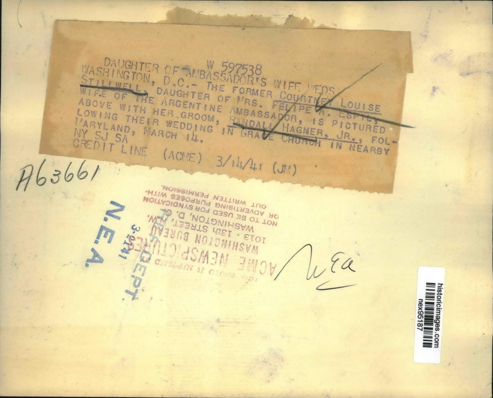 1941 Press Photo Courtney Louise Stillwell Weds Randall Hagner, Jr in Maryland