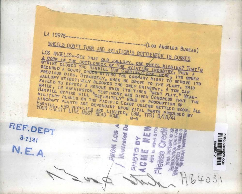 1941 Press Photo Harvill Die Casting Corporation Owner Got Court Order for Dies