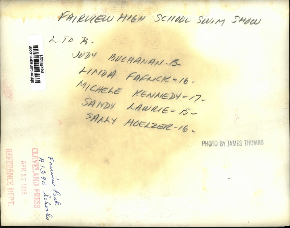 1966 Press Photo Fairview High School Swim Show