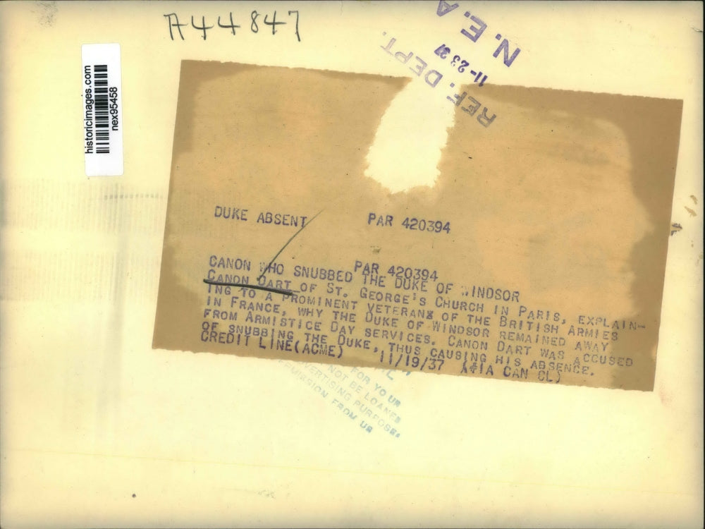 1937 Press Photo Canon Dart of St Georges Church in Paris Snubbed Duke Windsor