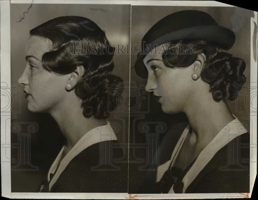 1932 Press Photo Marlan Cheney with Knickerbocker Hair Dressing Beauty Expo