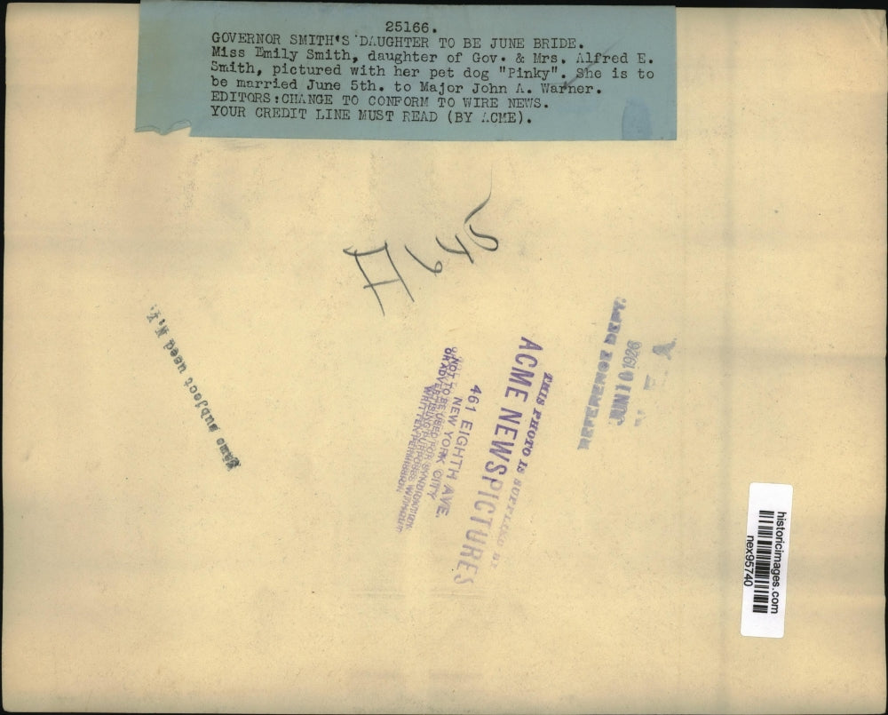 1926 Press Photo Emily Smith Daughter of Governor Alfred Smith Weds John Warner