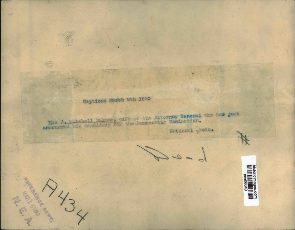 1920 Press Photo Mrs A Mitchell Palmer Wife of Attorney General