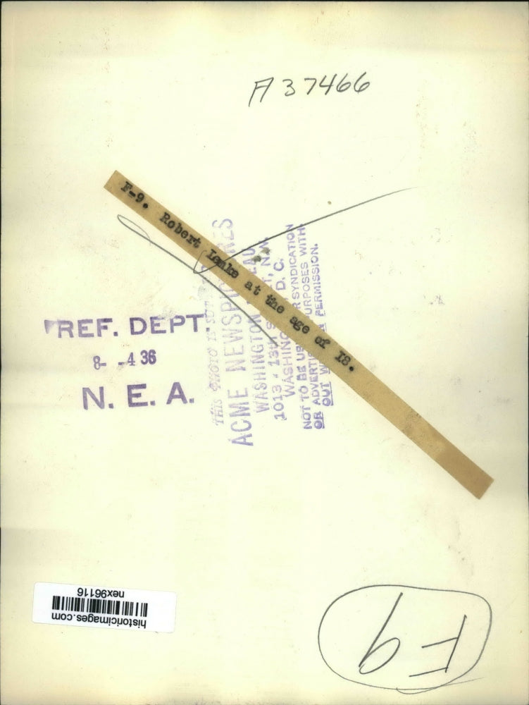 1936 Press Photo Robert Leake at Age 18 - nex96116