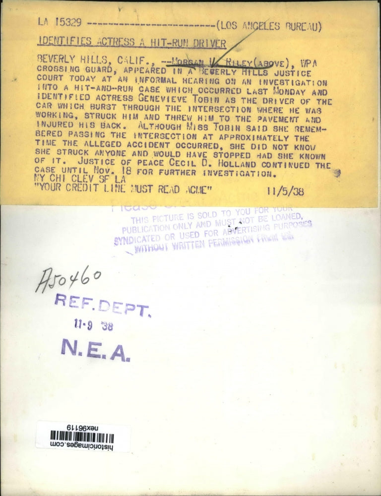 1938 Press Photo Morgan M Hiley WPA Crossing Guard at Beverly Hills Court