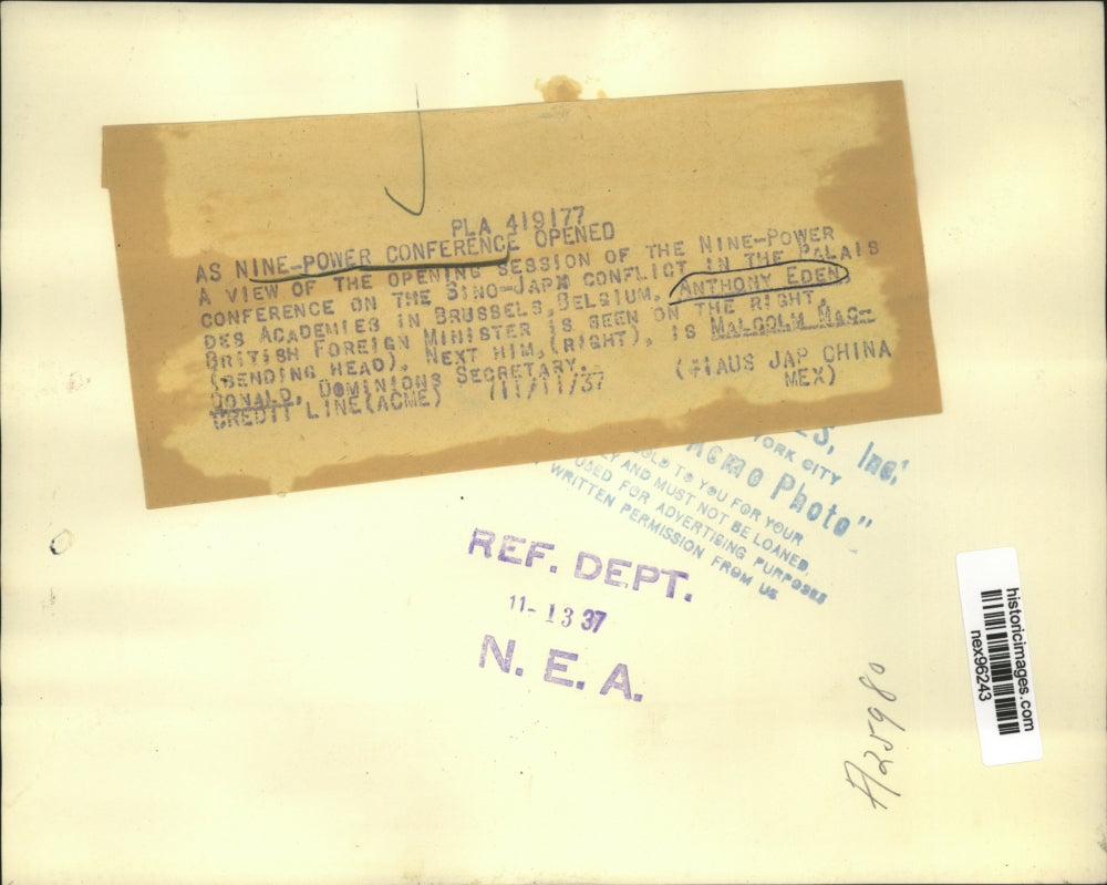 1937 Press Photo Anthony Eden and Malcolm MacDonald at Nine Power Conference