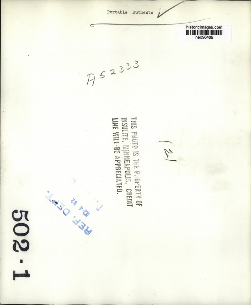 1942 Press Photo Portable Hutments - nex96409